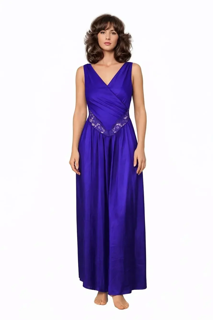 Vintage Undercover Wear Purple Lacy Nightgown Slip Dress USA made size small